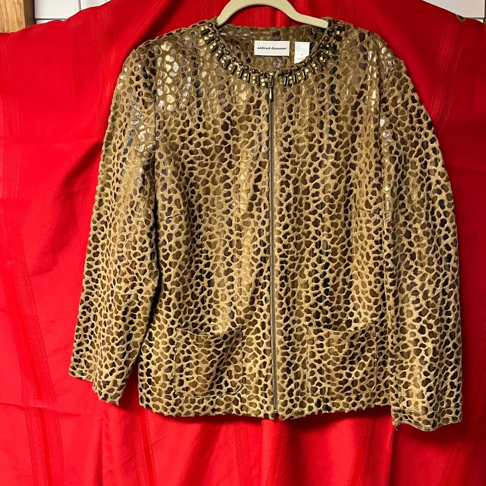 Alfred Dunner jacket; size 18; multicolored brown and gold.  Gently used.